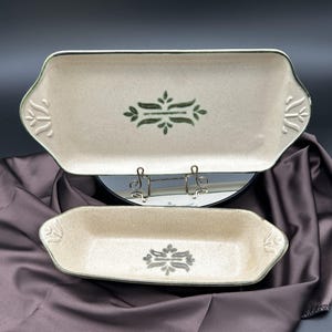 Royal Haeger Stengods Serveringsset – Präglad Tulpan Cracker Fat, Relish Bricka