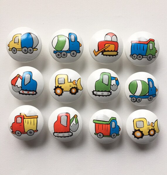 White Construction Truck Drawer Pulls Dresser Knobs Closet Etsy