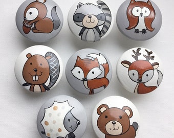 Woodland Animal knobs, Forest Animal Knobs / Dresser Pulls / Woodland Baby Shower/ baby shower gift - Woodland Nursery Decor