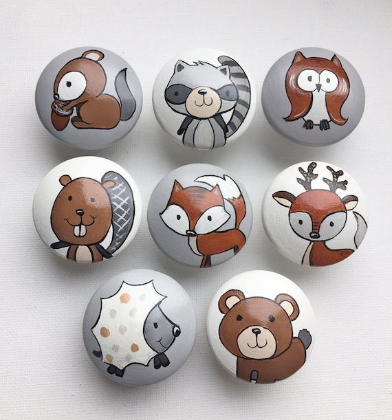 Woodland Animal Knobs Large Dresser Knobs Forest Animal Etsy