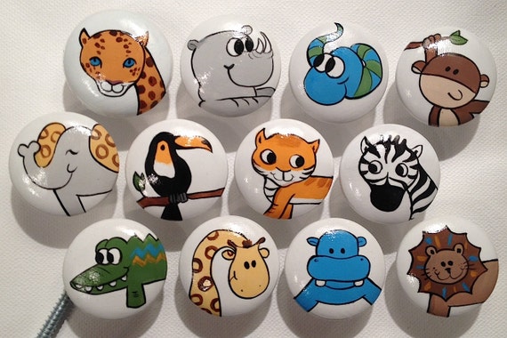 Animal Dresser Knobs Pulls Animal Nursery Art Safari Drawer Etsy