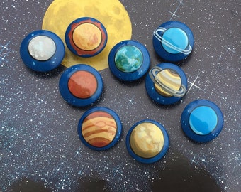 Solar System knobs - hand painted knobs - Planet art - knobs and pulls -  Solar System Nursery Space Nursery Art Baby Gifts