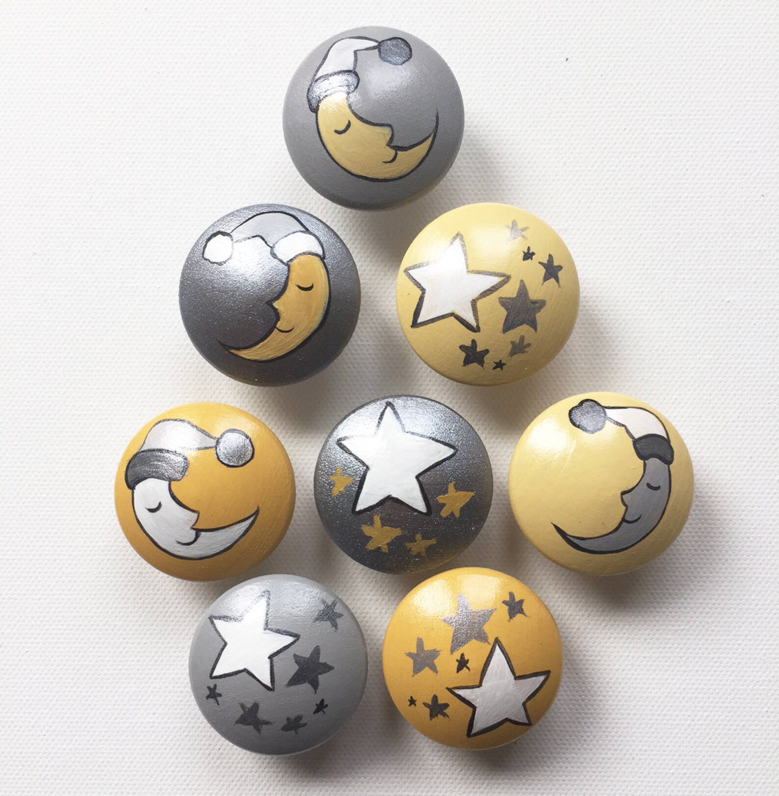 Moon and Stars Drawer Pulls Drawer Knobs Yellow Silver Knobs Etsy