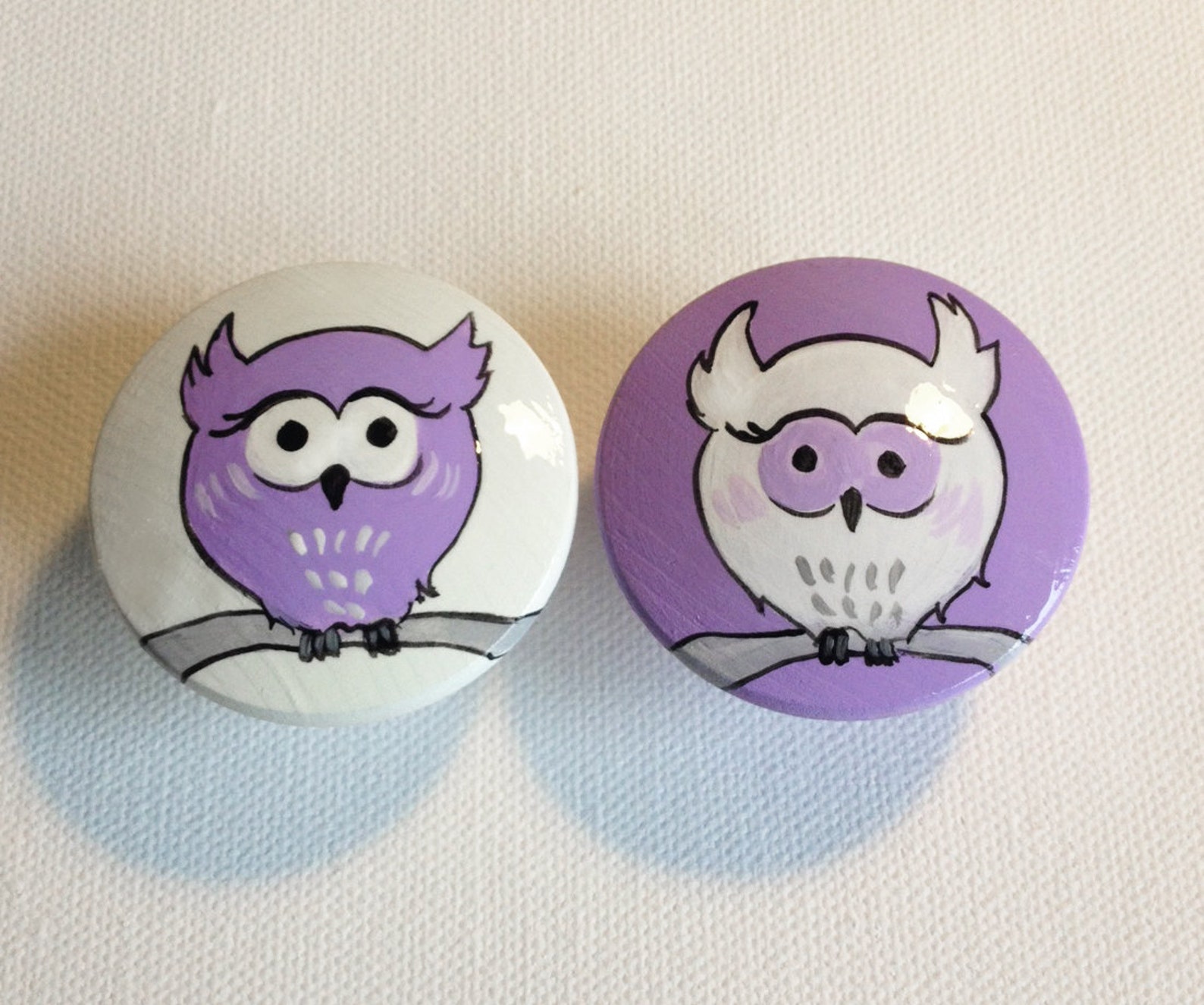 Lavender Owls Drawer Pulls Dresser Knobs for Girls Nursery Owl Etsy