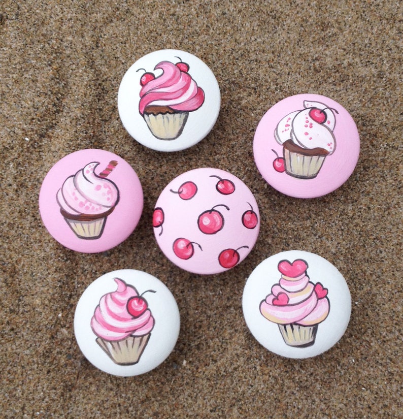 Pink Cupcake Drawer Pulls Drawer Knobs Pink Cupcake Decor Baby Etsy