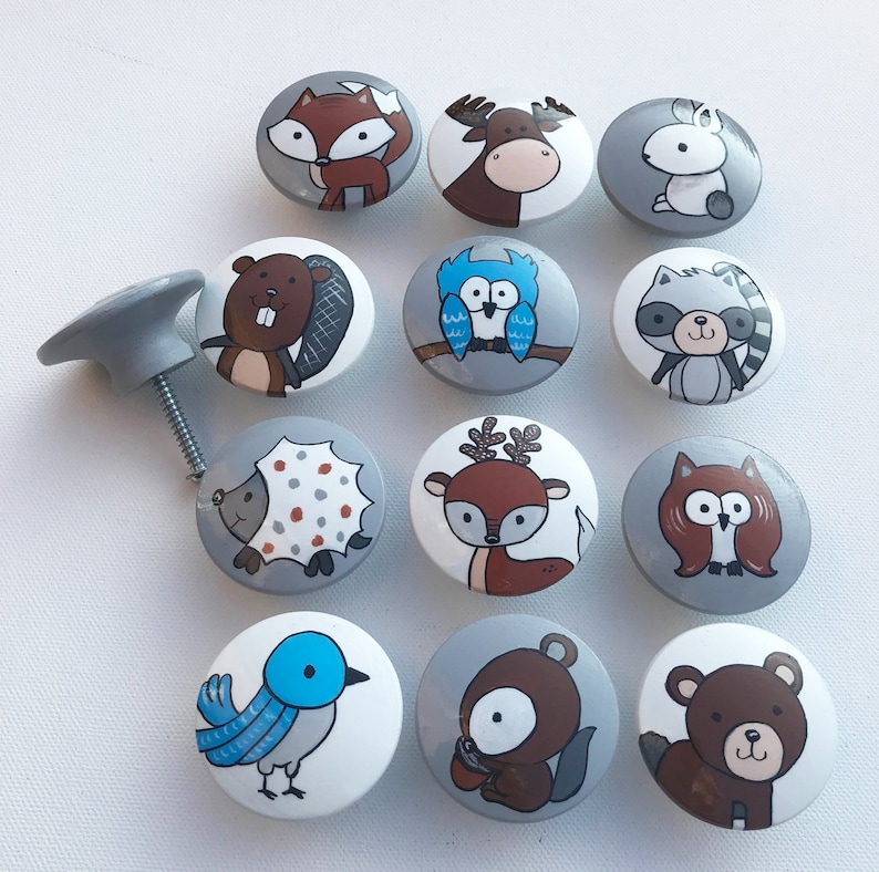 Woodland Animal Knobs LARGE Dresser Knobs /forest Animal Etsy