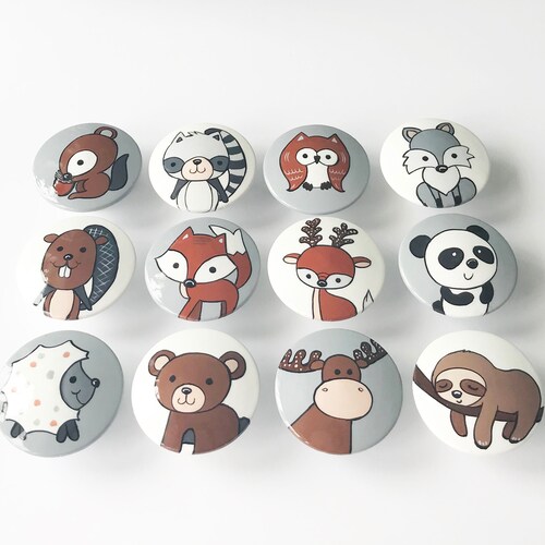Woodland Animal Drawer Knobs Fox Forest Animals Drawer Etsy
