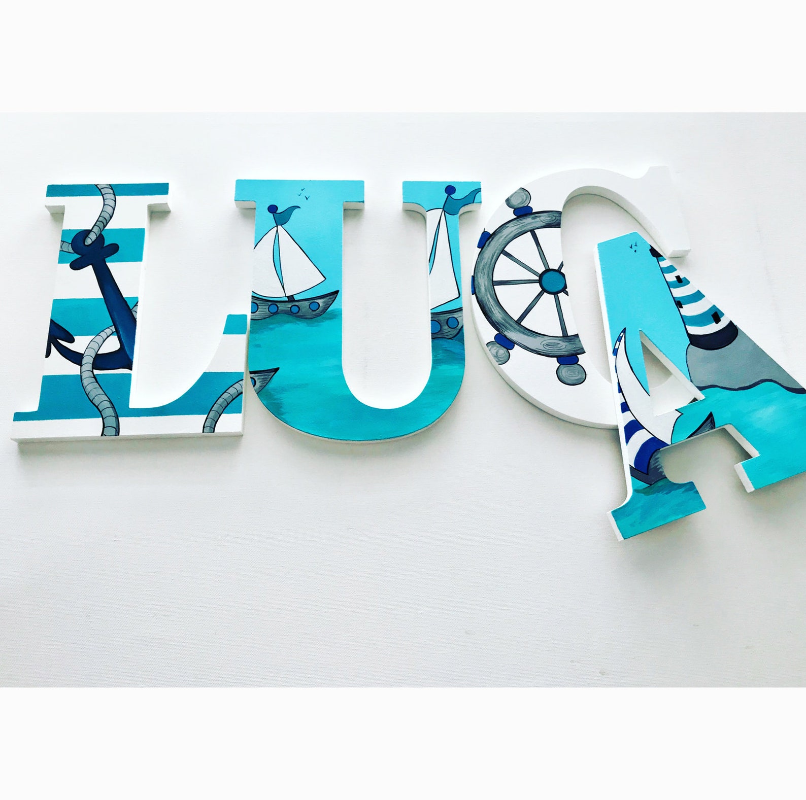 Nautical Large Wall Letters Nautical Nursery Letters / Wooden Etsy
