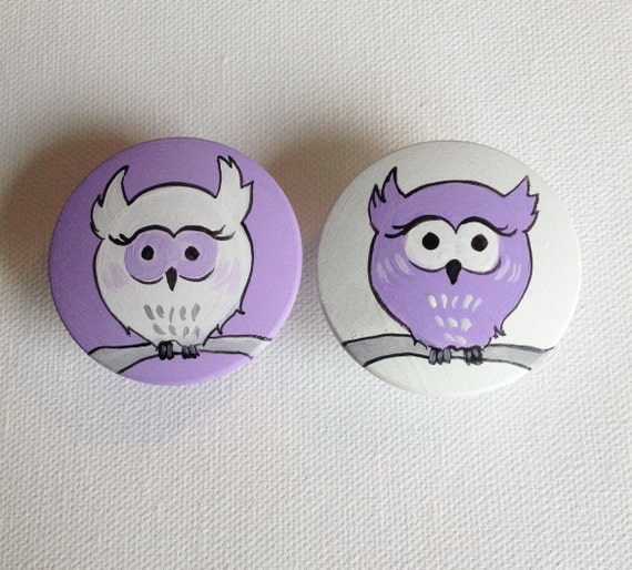 Lavender Owls Drawer Pulls Dresser Knobs For Girls Nursery Owl Etsy