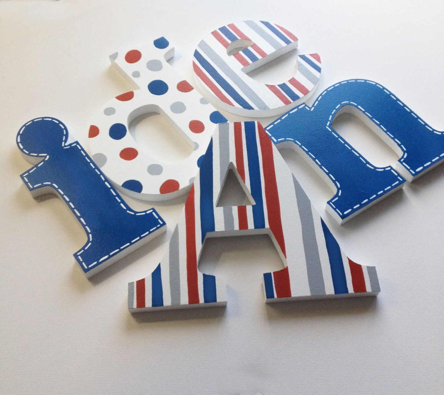 Blue Red Wooden Letters Nursery Letters / Nursery Wall Art Etsy