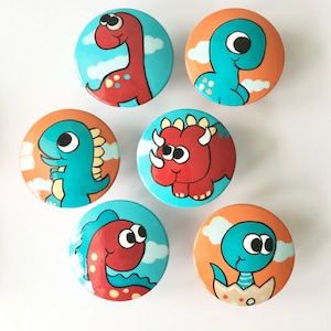 Hand Painted Knobs - Dinosaur nursery Decor  Knobs Dino Room Decor Dresser Knobs and Pulls Dinosaur Nursery Baby Nursery Decor Dinosaur Room