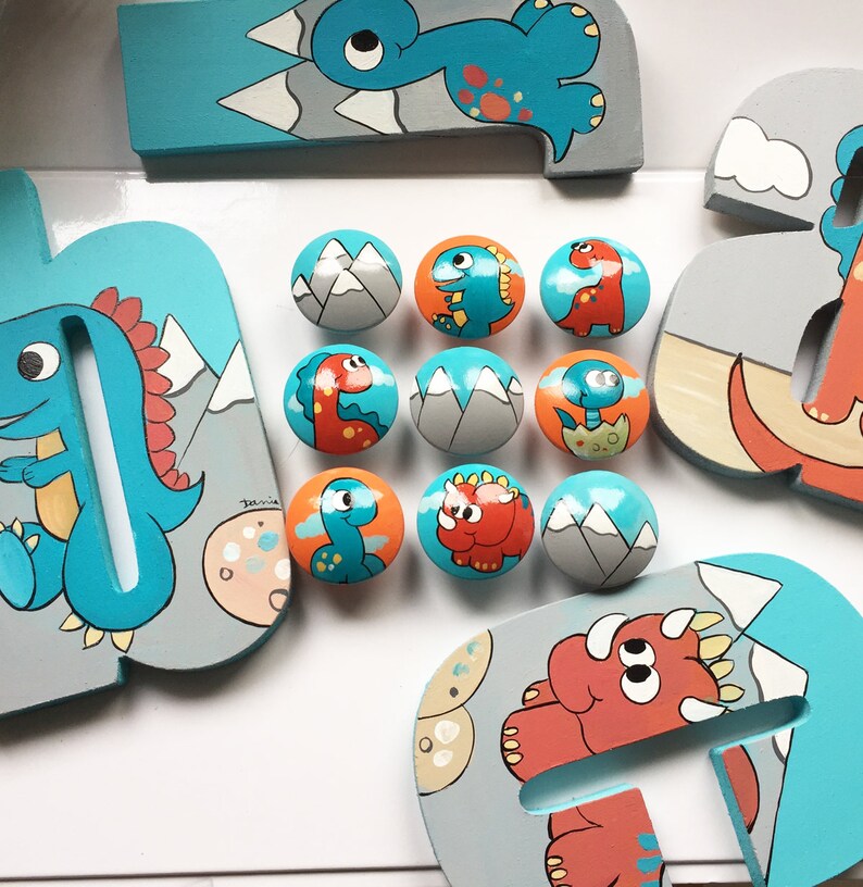 Hand Painted Knobs Dinosaur Nursery Decor Knobs Dino Room Etsy