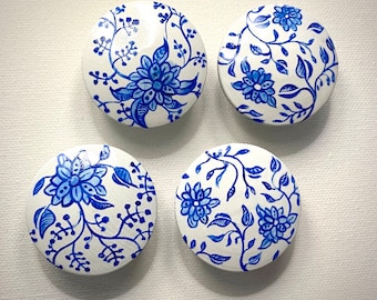 Blue China Nursery large Drawer Pulls/Knobs - blue Floral Nursery Baby Girl Nursery