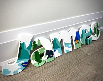 The Great Outdoors Letters  Decor Baby Boy Girl Nursery / Mountains Nursery Art / Baby Gift / Custom Letters for Nurseries / Nursery Art