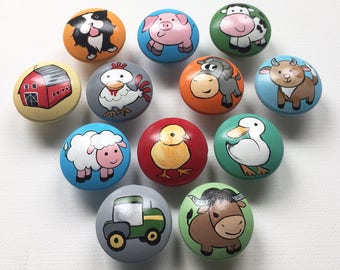 Farmland Drawer Pulls Farm knobs / Dresser Knobs / Farmhouse Decor(Tractor, Cow, Pig, Sheep, Goat) for Kids Rooms and Nursery Rooms