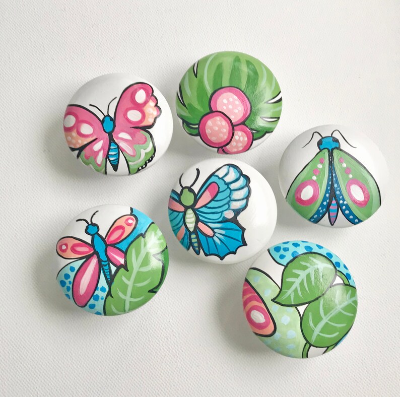 Boho Nursery Drawer Pulls Knobs LARGE Pink Floral Nursery Etsy