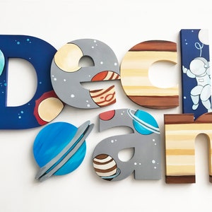 Solar System Letters  Space Decor Baby Boy Nursery / Planets Nursery Wall Art / Baby Gift / Custom Letters for Nurseries / Nursery Art