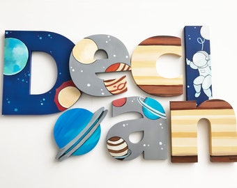 Solar System Letters  Space Decor Baby Boy Nursery / Planets Nursery Wall Art / Baby Gift / Custom Letters for Nurseries / Nursery Art