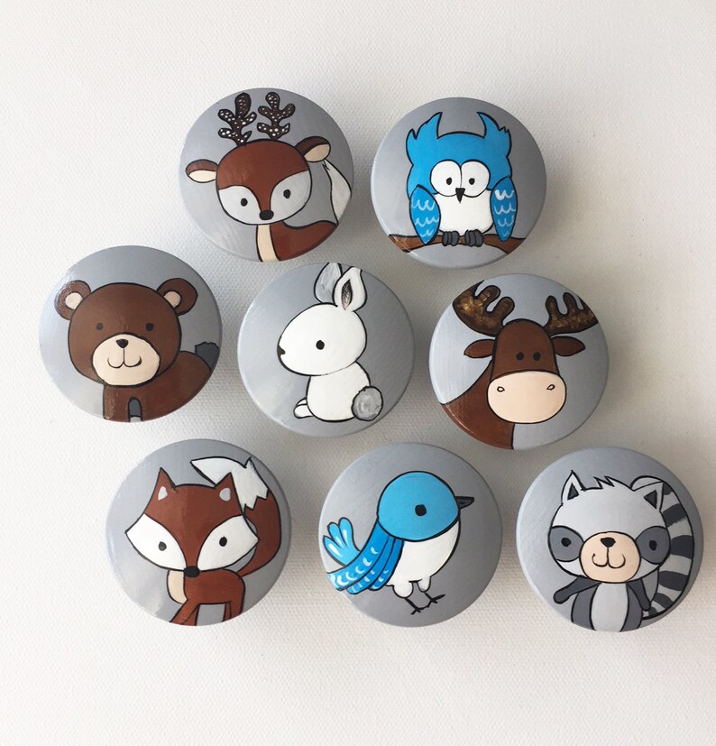 Woodland Animal Knobs LARGE Dresser Knobs /forest Animal Etsy