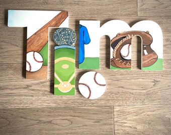 Baseball Wooden Letters for Nursery Wall  - Sports nursery Baseball Art