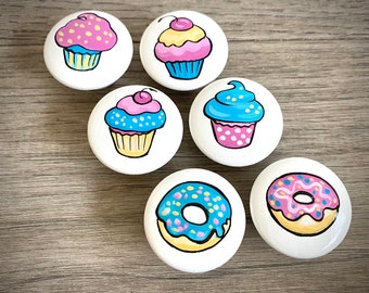 Everything Sweet Drawer Pulls Drawer Knobs / Pink and Blue Cupcake Knobs baby Girl Nursery Decor