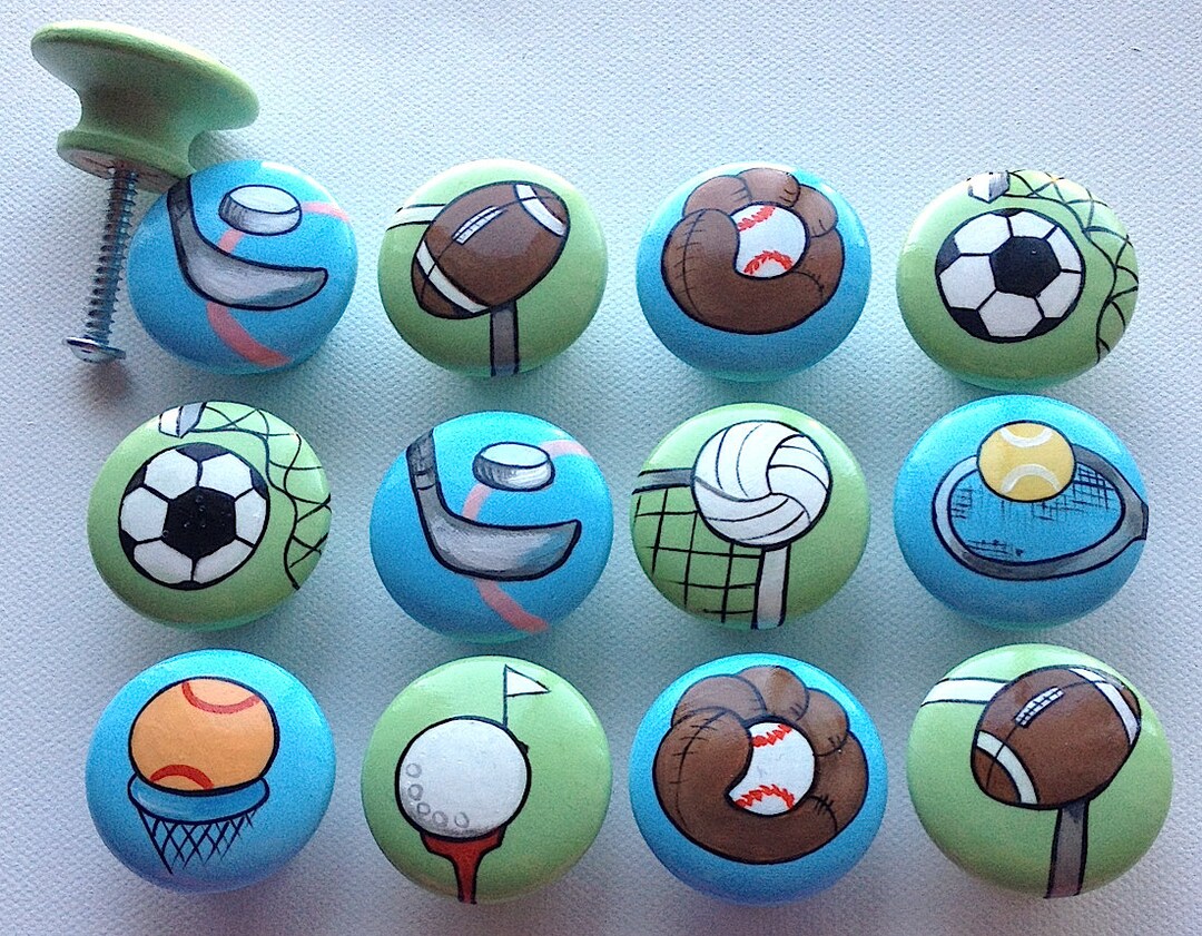 Sports Knobs / Basket Ball Baseball Hockey Golf Soccer Football Drawer