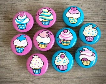 Cupcake Drawer Pulls Drawer Knobs / Pink and Blue Cupcake Nursery Baby Girl Nursery Dresser Knobs baby Girl Nursery Decor