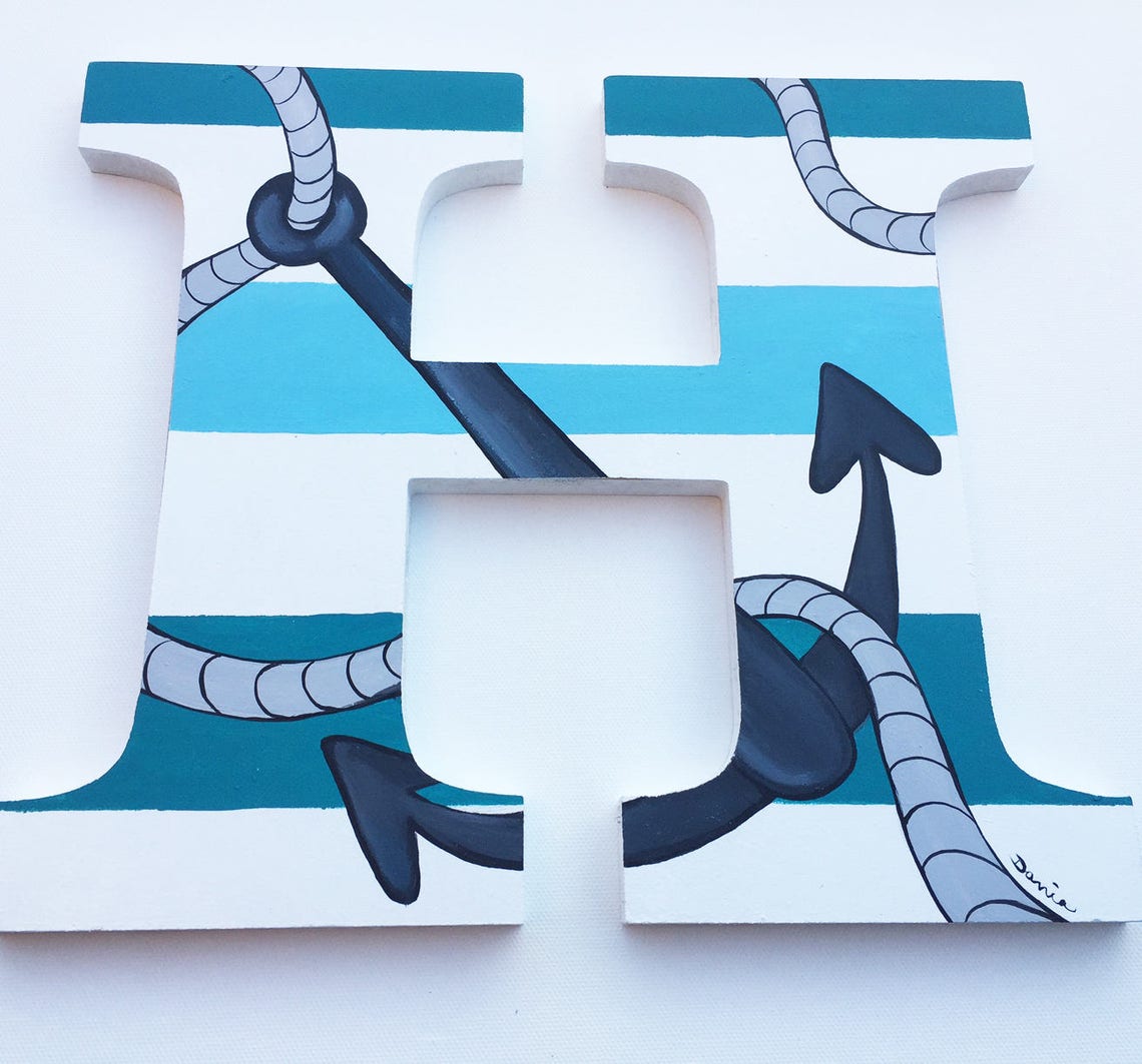 Nautical Large Wall Letters Nautical Nursery Letters / Wooden Etsy