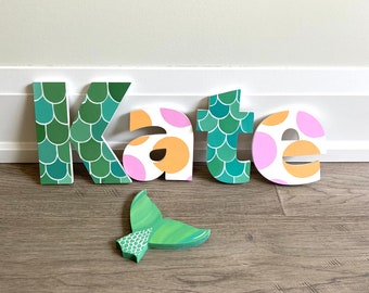 Mermaid Hand Painted letters for Girls Nursery