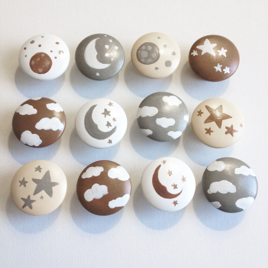 Moon and Stars Drawer Pulls / Gold and Silver Knobs and Pulls Etsy