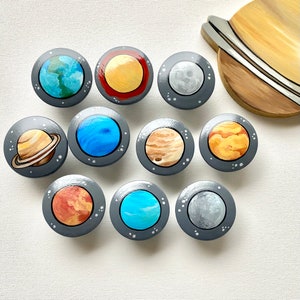 Solar System knobs - hand painted knobs - Planet art - knobs and pulls -  Solar System Nursery Space Nursery Art Baby Gifts