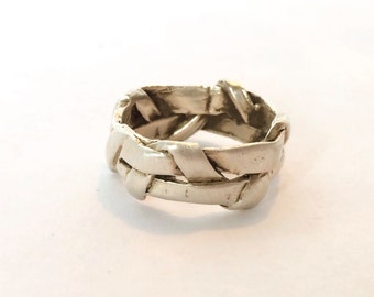 Unique Rustic Rocker Statement Ring for women, men, unisex * Size 6.5  * Sterling silver * Hand-carved, one of a kind