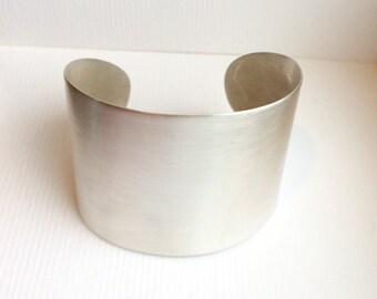 mens/unisex wide cuff bracelet-minimal & modern in sterling silver