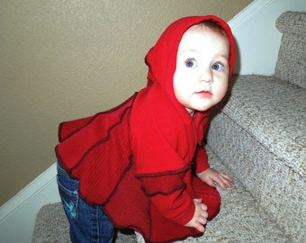 Red Riding Hood Sweater Coat with liripipe hood  for Baby