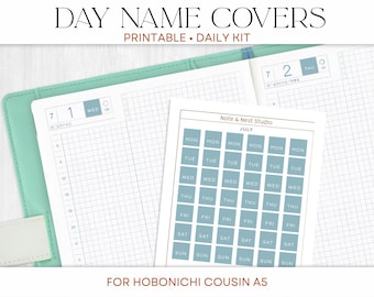 Hobonichi Cousin Day Namenshüllen | Druckbare Re-Date Aufkleber | Funktionale Planer Sticker