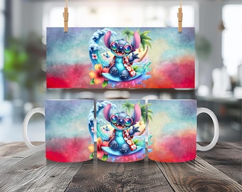 Taza de Stitch de 11 oz / Taza de café personalizada / Regalo de sublimación hecho a mano / Vasos con diseño personalizado