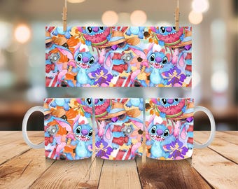Taza de Stitch de 11 oz / Taza de café personalizada / Regalo de sublimación hecho a mano / Vasos con diseño personalizado