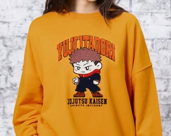 Yuji Nobara Megumi Embroidered Sweatshirt | Anime Streetwear, Shibuya Inspired Crewneck