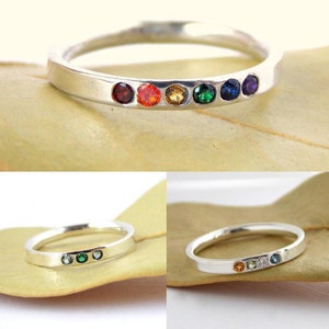 Multi-stone Inside Out Ring: silver ring, sterling silver ring, dainty ring, comfort fit ring, small ring, birthstone ring, stacking ring