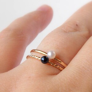 Mini Floating Freshwater Pearl Ring in 14k Gold-filled with band of your choice, 3mm pearl