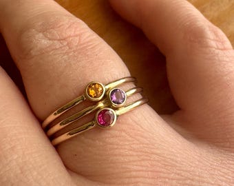 Simple Gold-filled Birthstone Stacking Ring: simple, dainty, 14k yellow gold-filled ring