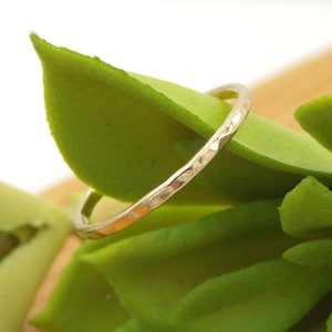 Gold Hammered Reflection Stacking Ring: a skinny stack ring in 14k solid yellow, white, or rose gold