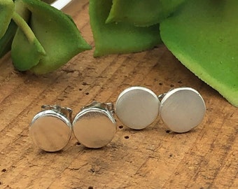 Disc Nugget Earrings: simple sterling silver disc nugget studs