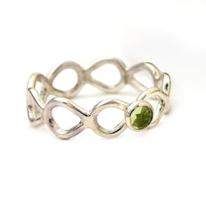 Sterling Loop Lace Ring with Rose Cut Stone: a unique alternative wedding band or ring for other occasions