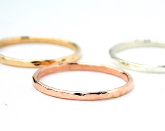 Reflection Stacking Ring:  textured ring, 14K Gold-filled ring, hammered ring, dainty ring, simple ring, gold ring, silver ring, skinny ring