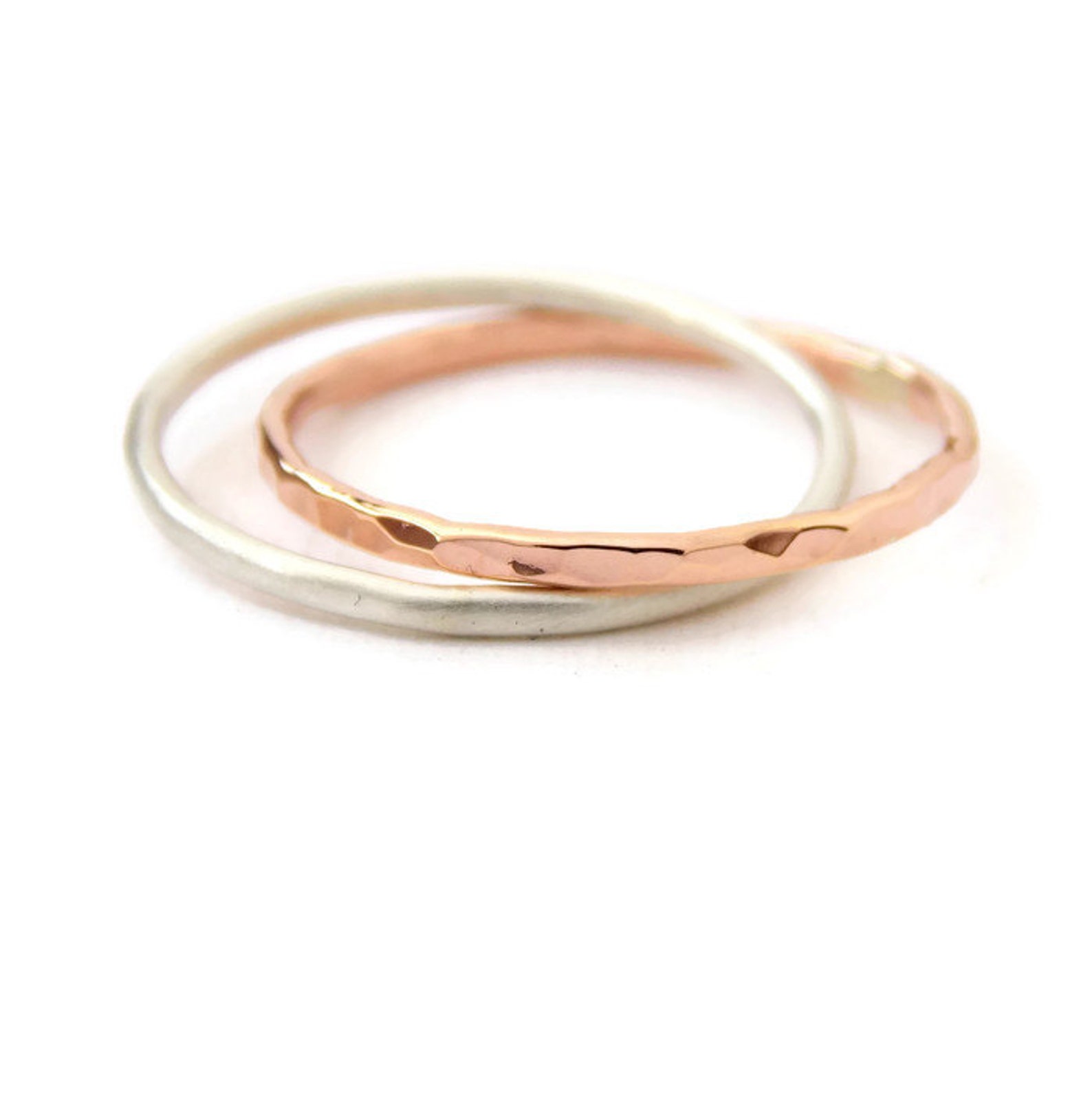 Double Linked Rings: Textured Ring, 14K Gold-filled Ring, Hammered Ring ...