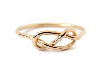 Solid Gold Infinity Knot Ring: 14K Gold ring, Yellow or White Gold, Engagement Ring, Promise Ring