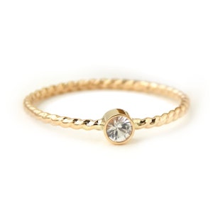 Gold-filled Rope Birthstone Stacking Ring: simple, dainty 14k yellow gold-filled twisted ring image 5