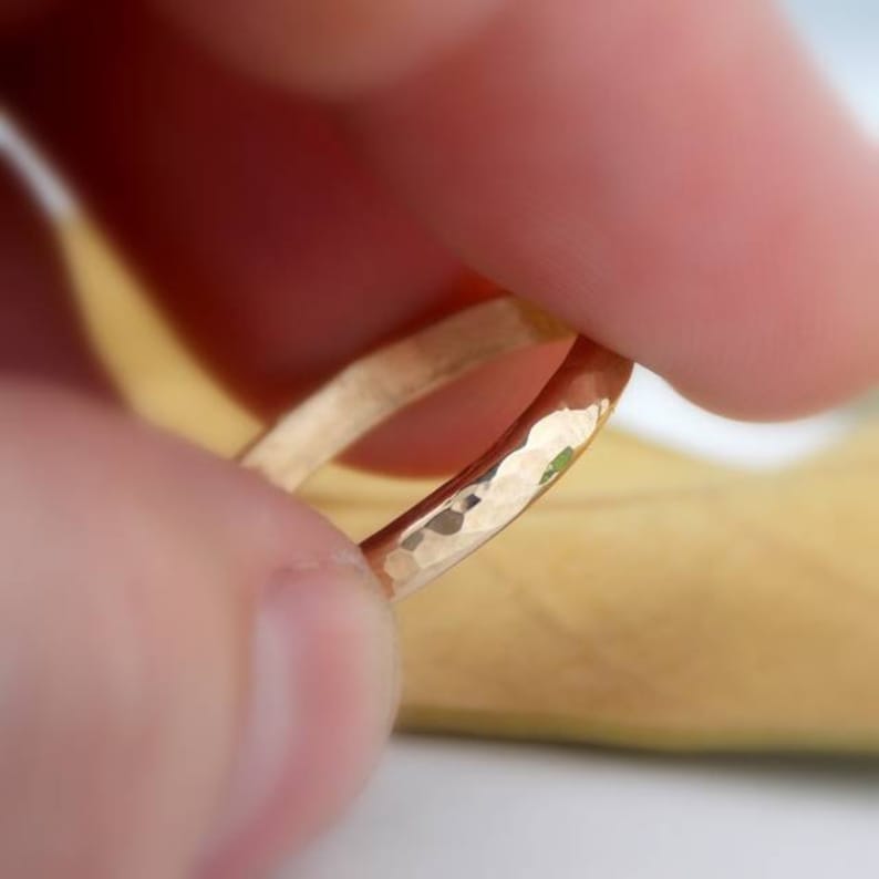 Gold-filled Hammered Domed Ring: textured ring, simple ring, golden ring, wedding band, hammered finish, men's ring, hammered ring image 4