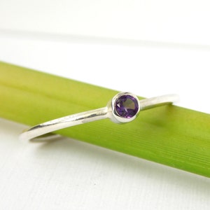 Sterling Silver Birthstone Stacking Ring: dainty stackable stackable simple ring image 3